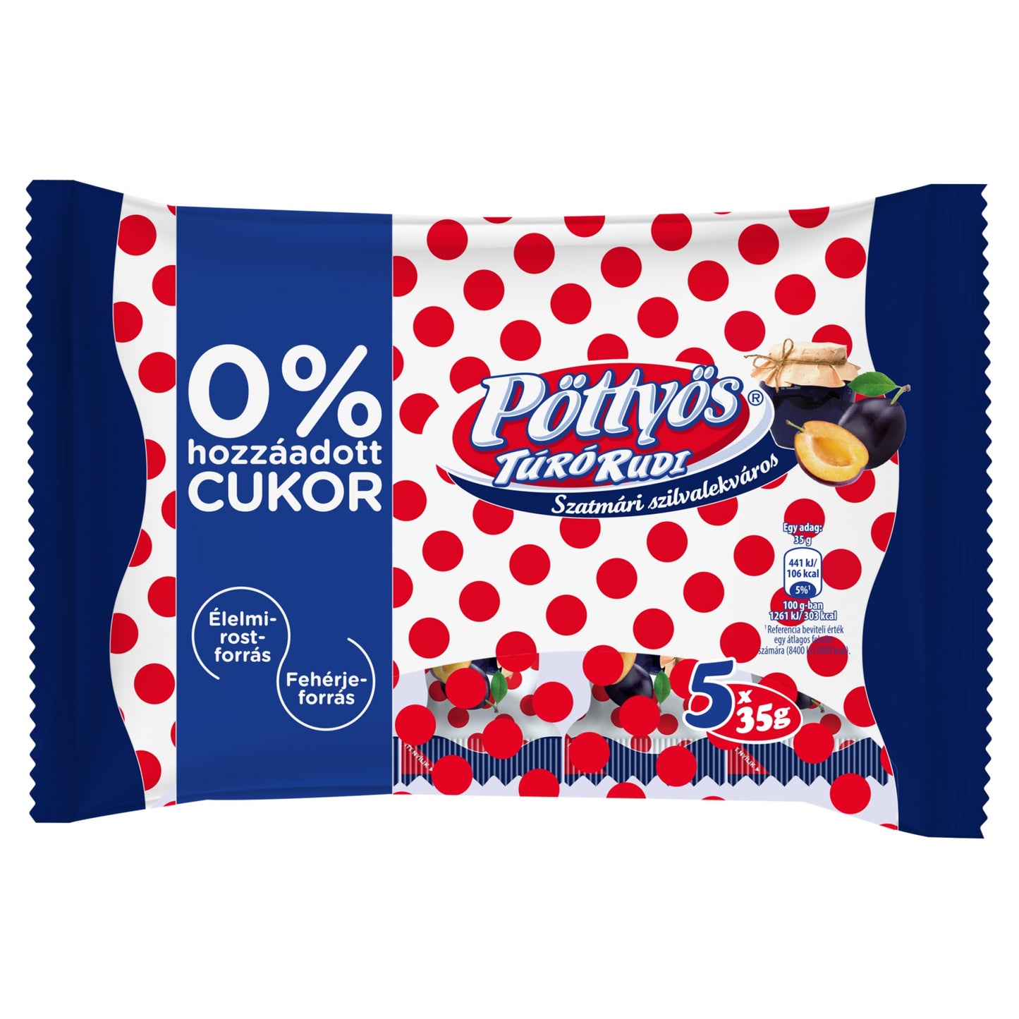 Pöttyös Túró Rudi szilvás túródesszert 0% hozzáadott cukor multipack (5x35g)