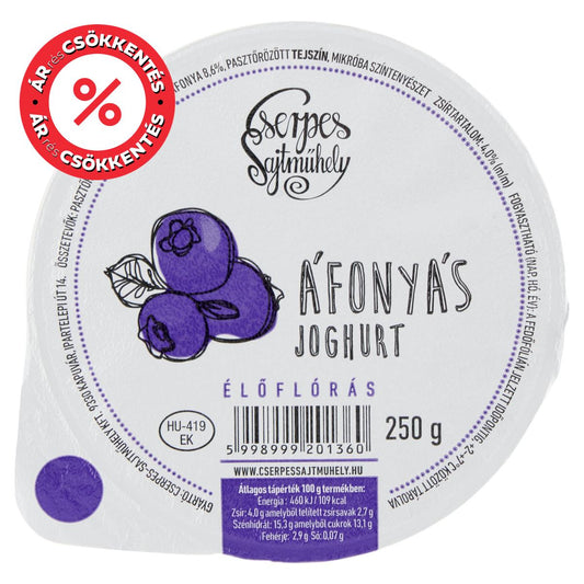 Cserpes áfonyás élőflórás rétegzett joghurt