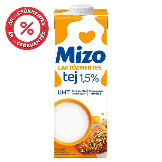 Mizo UHT zsírszegény, GMO-mentes laktózmentes tej 1,5%