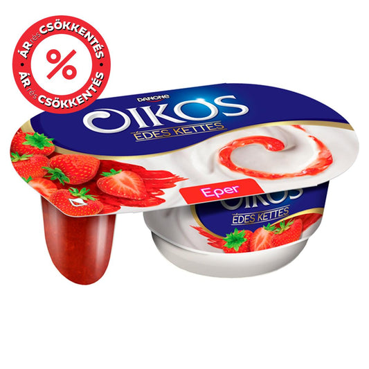Danone Oikos Édes Kettes élőflórás édesített joghurt eperszósszal