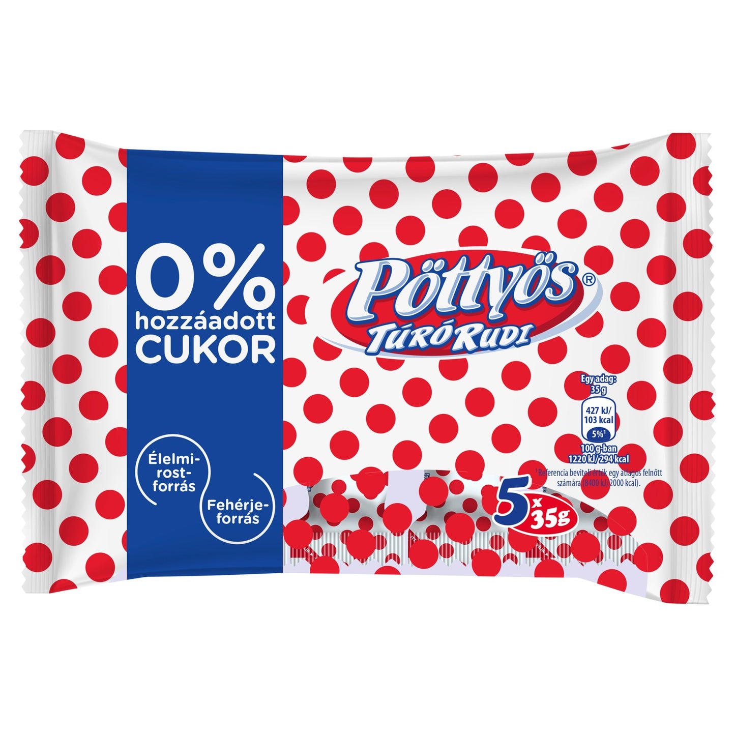 Pöttyös Túró Rudi 0% hozzáadott cukor multipack (5x35g)
