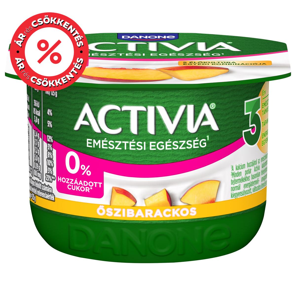Danone Activia élőflórás őszibarackos joghurt 0% hozzáadott cukorral