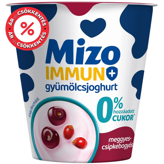 Mizo Immun+ Meggyes-csipkebogyós gyümölcsjoghurt 0% hozzáadott cukorral